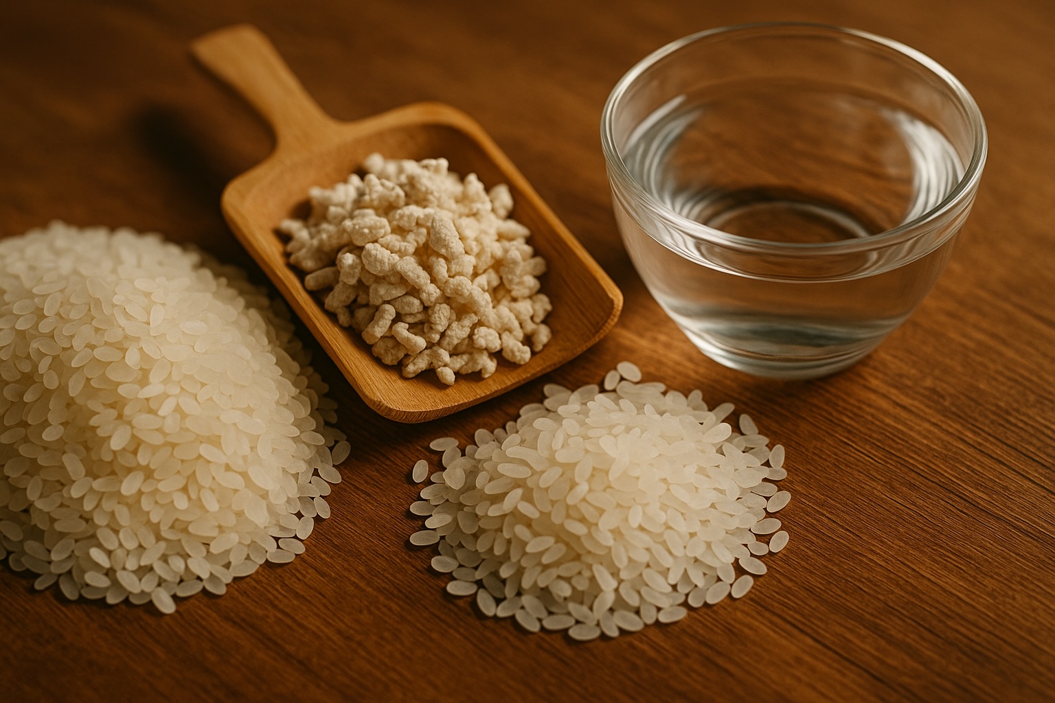 酒造りに使われる米と麹のイメージ