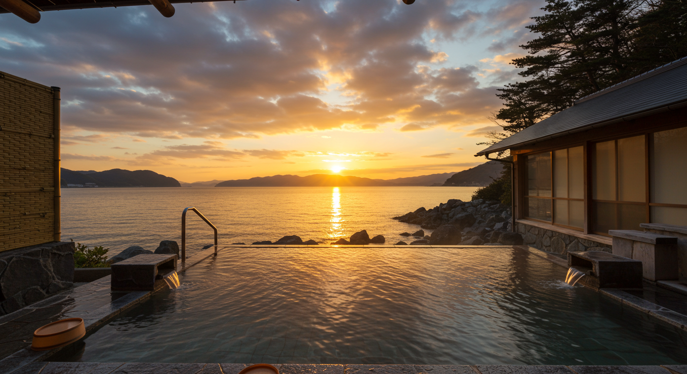 湯野浜温泉の夕景
