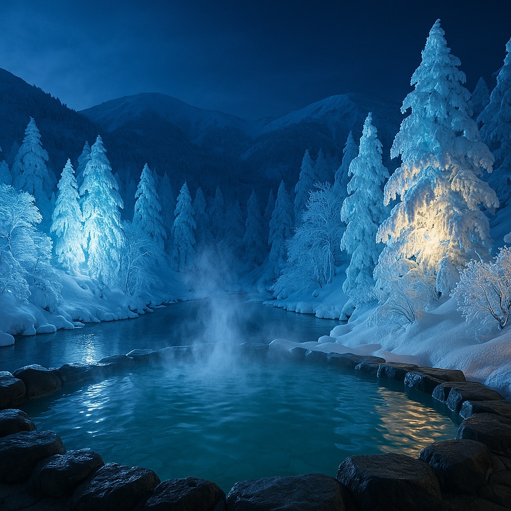 蔵王温泉の樹氷露天風呂
